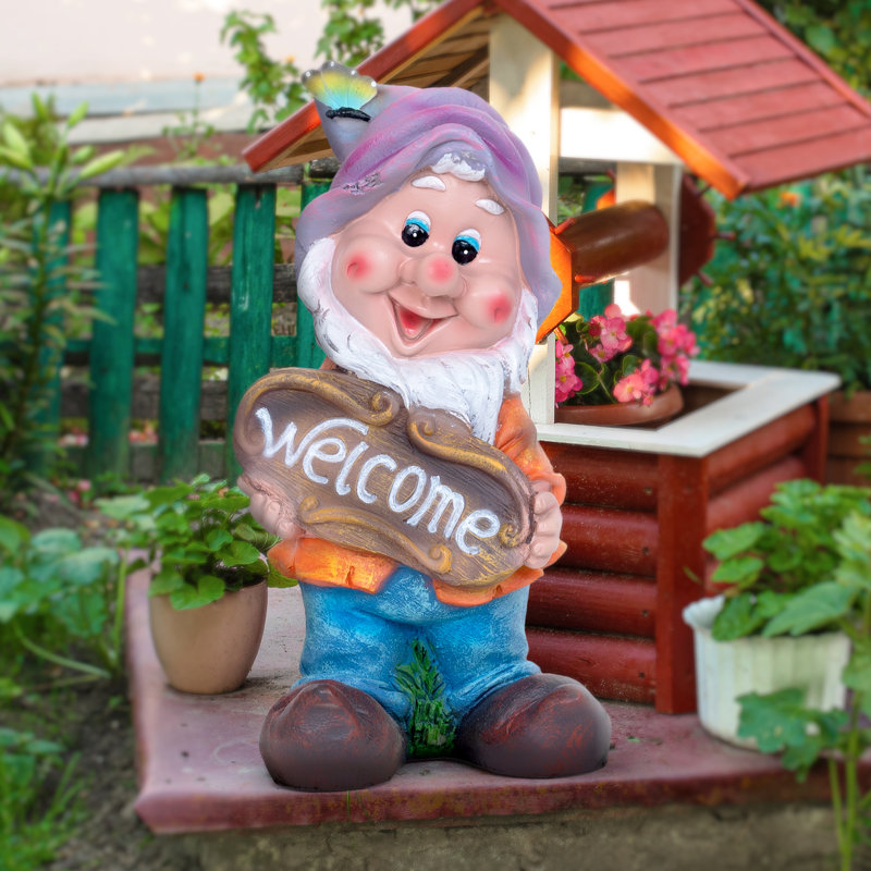 Statue de jardin nain de jardin, décoration de jardin extérieure résistante aux intempéries 13 po