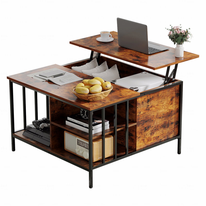 Table de bout 31,5 "avec table basse de rangement et table basse à hauteur réglable avec rangement à hauteur réglable