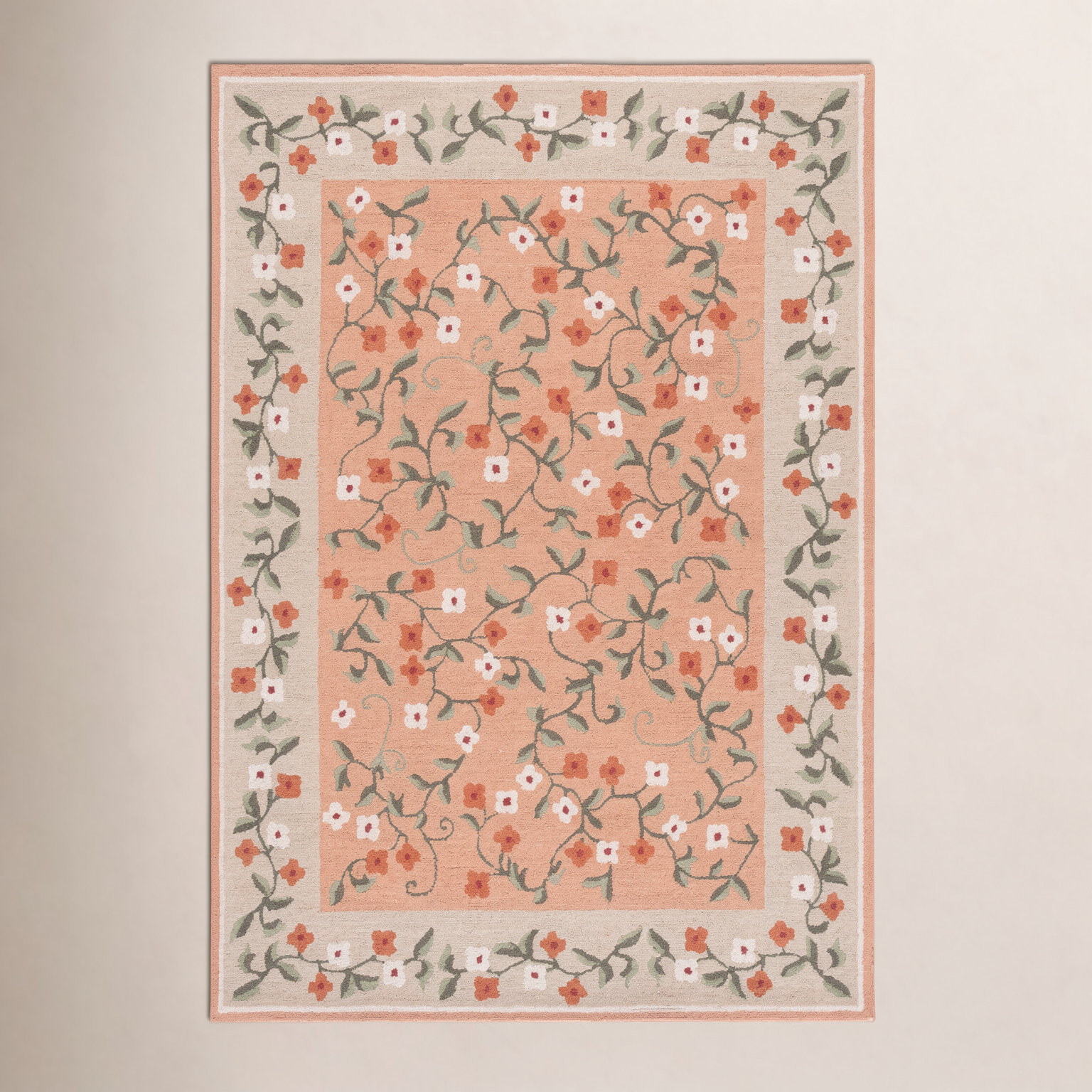 Hand-Tufted Wool Floral Outdoor Rug, Rectangle 6' x 9'