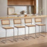 Tabourets de bar cantilever Anandi 24,8 po en rotin canne de style moderne du milieu du siècle avec cadre en métal (ensemble de 4)