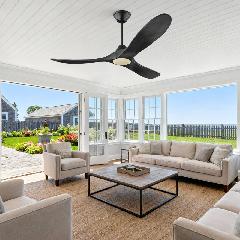 Ceiling Fan With Remote, 132cm Wide, Black