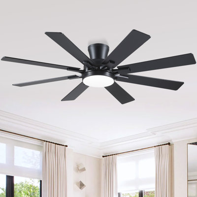 Ventilateur de plafond encastré de 52 po à 8 pales avec lumière et télécommande / application