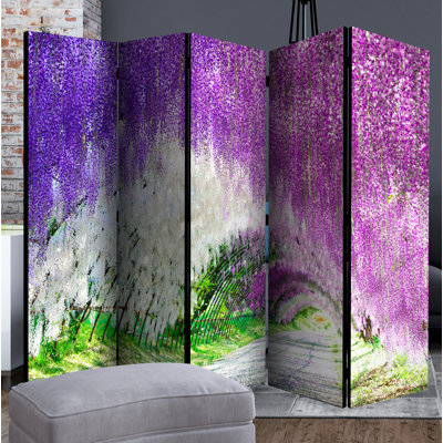 Bourne 225 cm W x 172 cm H 5 - Panel Solid Wood Folding Room Divider