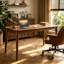 Bureau extra long en bois massif de 63 pouces, bureau double pour deux personnes pour le bureau personnel, bureau d'ordinateur long en bois, table d'écriture pour le bureau-133022275