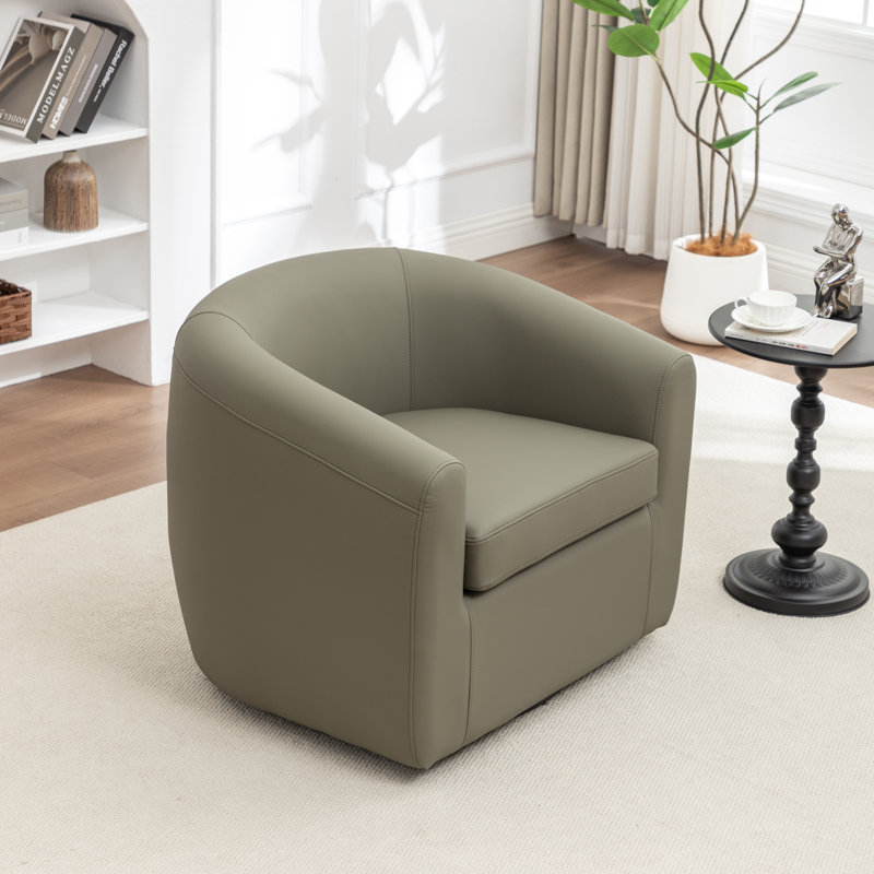 Morre Upholstered Swivel Barrel Chair, Green