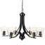 Lustre vintage noir 6 lumières avec abat-jour en verre transparent - Luminaire suspendu réglable pour la salle à manger, la cuisine et le salon