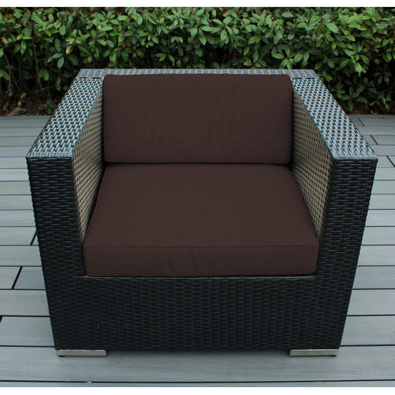 Penncross Wicker Outdoor Lounge Chair, Black, Canvas Natural Sunbrella® Canvas