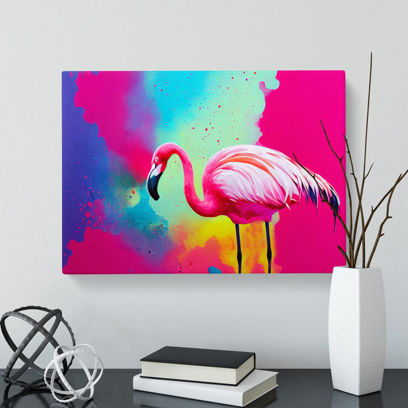 Flamingo Splash Vol.2 Abstract - Wrapped Canvas, 50cm H x 76cm W x 3cm D