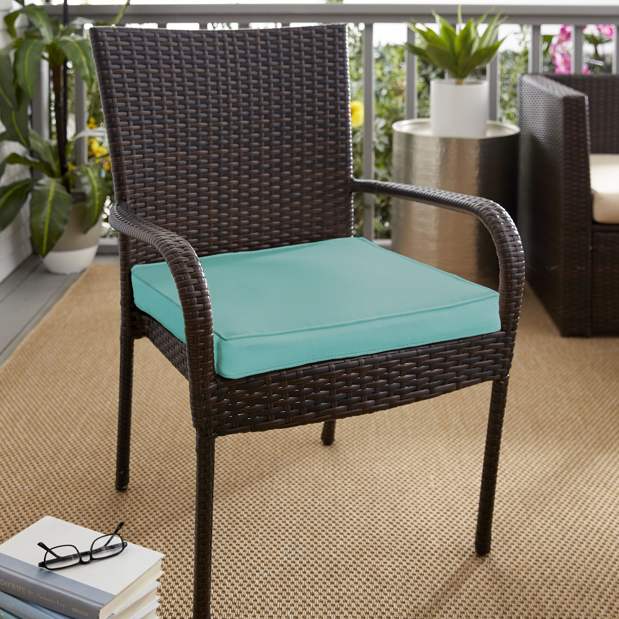 Sunbrella Outdoor Dining Chair Cushion, 1, Aruba