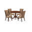 Ensemble de table de salle à manger 5 pièces moderne comprenant une table ronde en bois avec piédestal et 4 chaises de salle à manger Parson en lin sable blanc lin-443064799-443064793-443064792