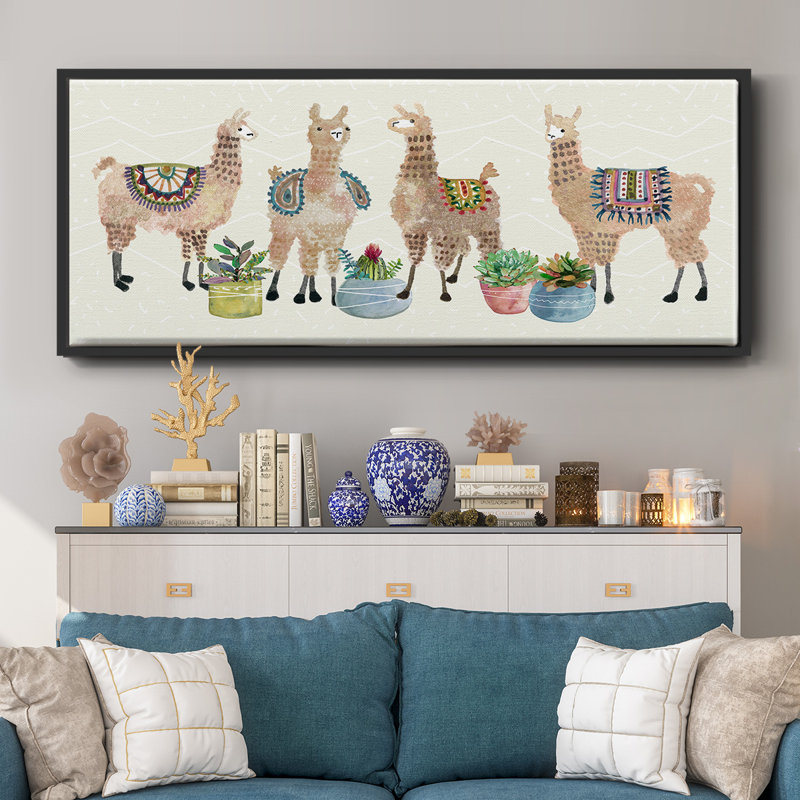 «Llama Party», toile encadrée, H 24 po x l 60 po
