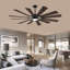 Ventilateur de plafond moderne en bois avec lumière, double finition 12 pales pour intérieur / extérieur-1506982077