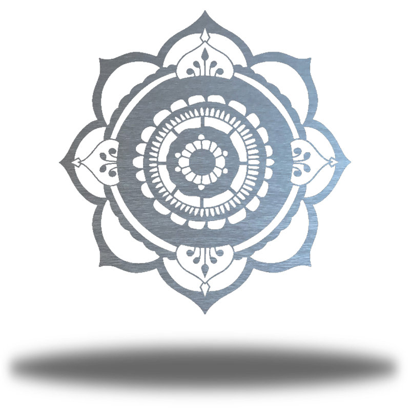 Décoration murale en métal Hope Mandala, Argent, H 36 po x l 36 po x P 0,0625 po