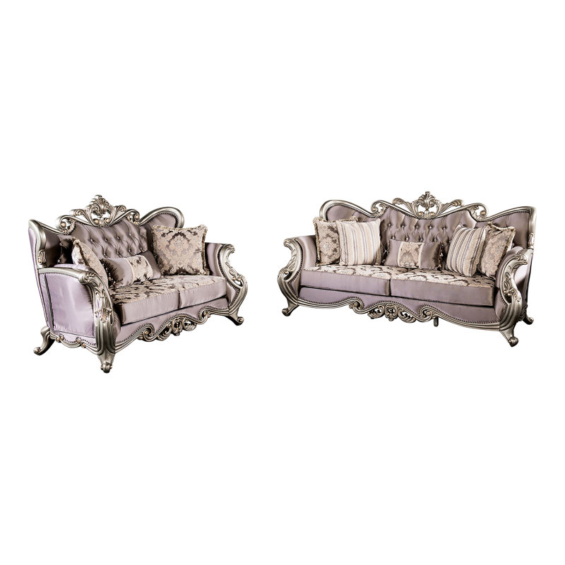 Ensemble de canapé 2 pièces Dyllon, Mauve / doré