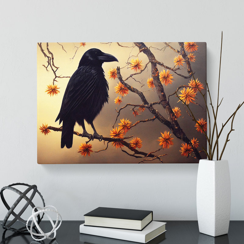 Eye Catching Crow Bird - Wrapped Canvas, 35cm H x 50cm W x 3cm D