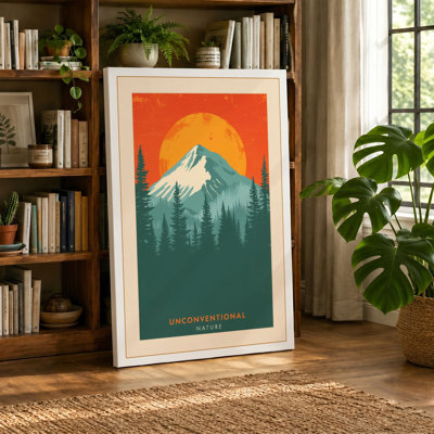 Mountain at Sunrise Mid-Century - Wrapped Canvas