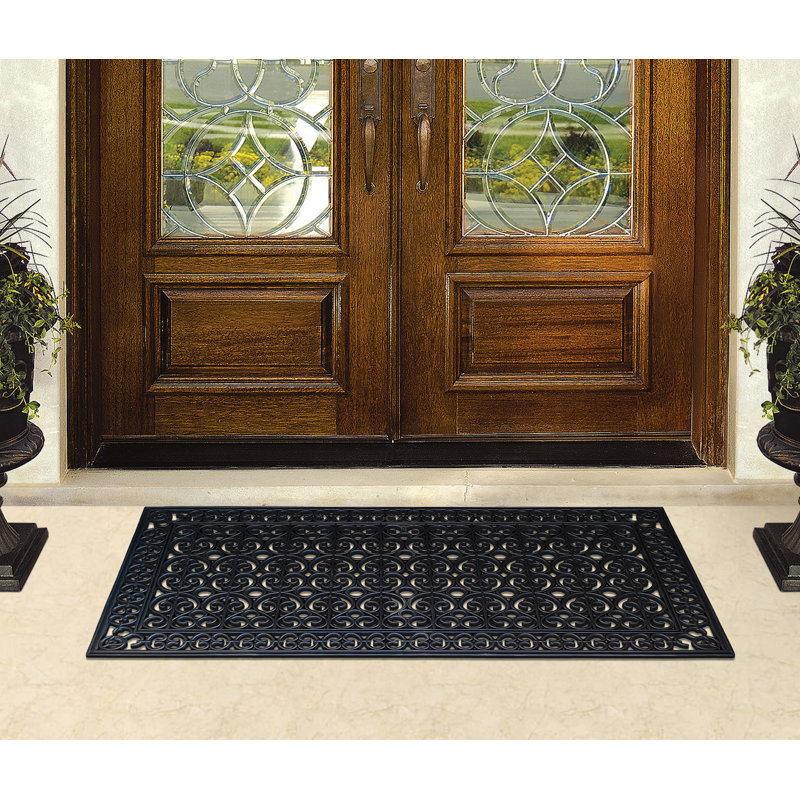 Totnes First Impression Natural Rubber Non-Slip Heavy-Duty Doormat – Large 30" x 60" Indoor/Outdoor Entry Mat, Floral Geometric Design
