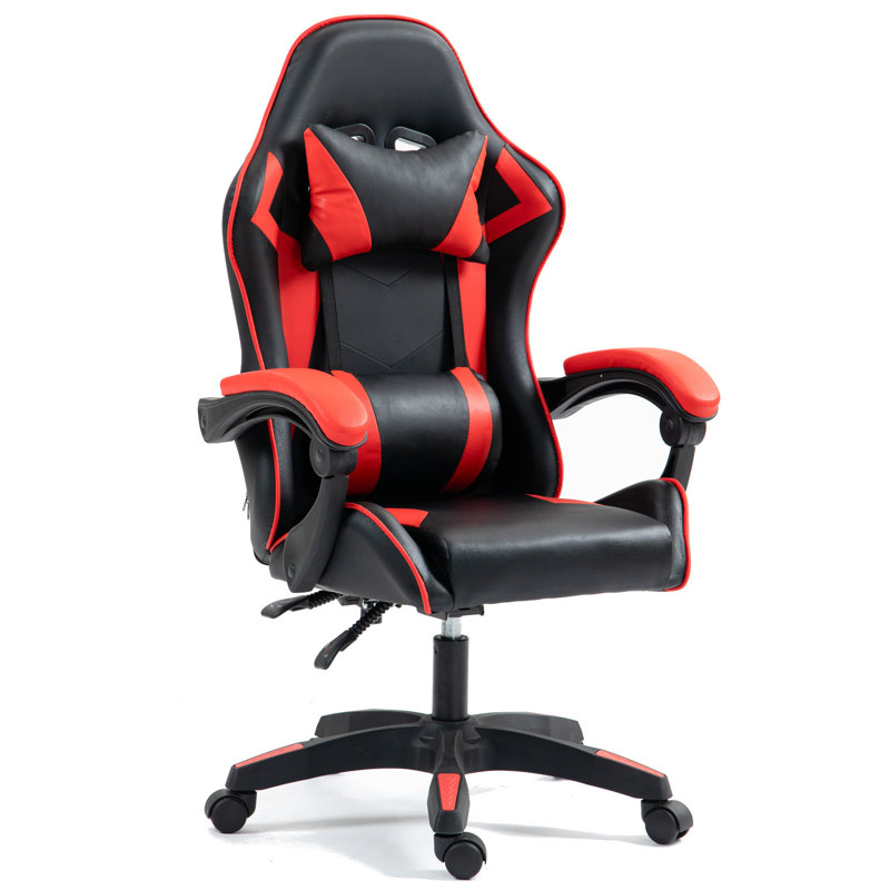 Inbox Zero Adjustable Reclining Ergonomic Swiveling PC & Racing Game Chair, Red