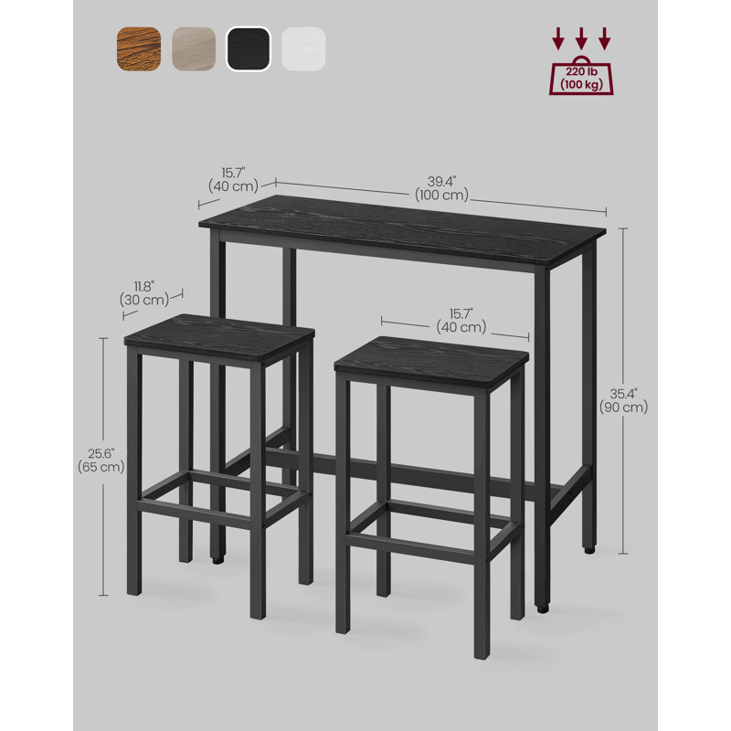 Beseris 100 cm Bar Set Bar Cabinet, Ebony Black/Black