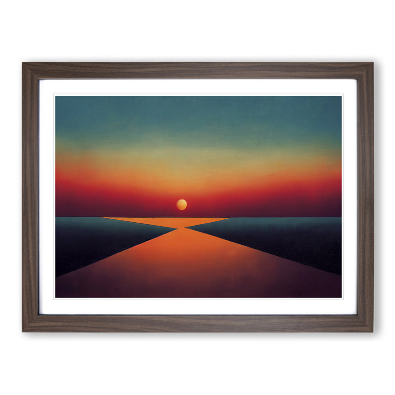 XH1022-6188X Modern Sunset Vol.4 1 Piece Single Picture Frame Wall Art, 46cm H x 64cm W x 2cm D, Walnut Framed