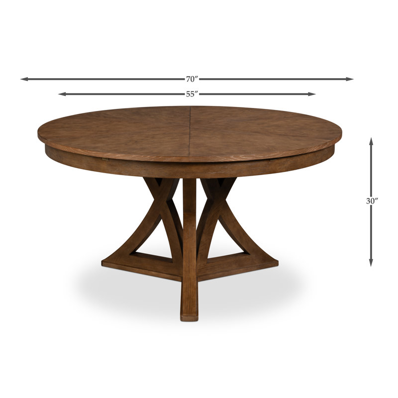 Casual Oak Round Dining Table, Light Mink, 30"H x 55"L x 55"W