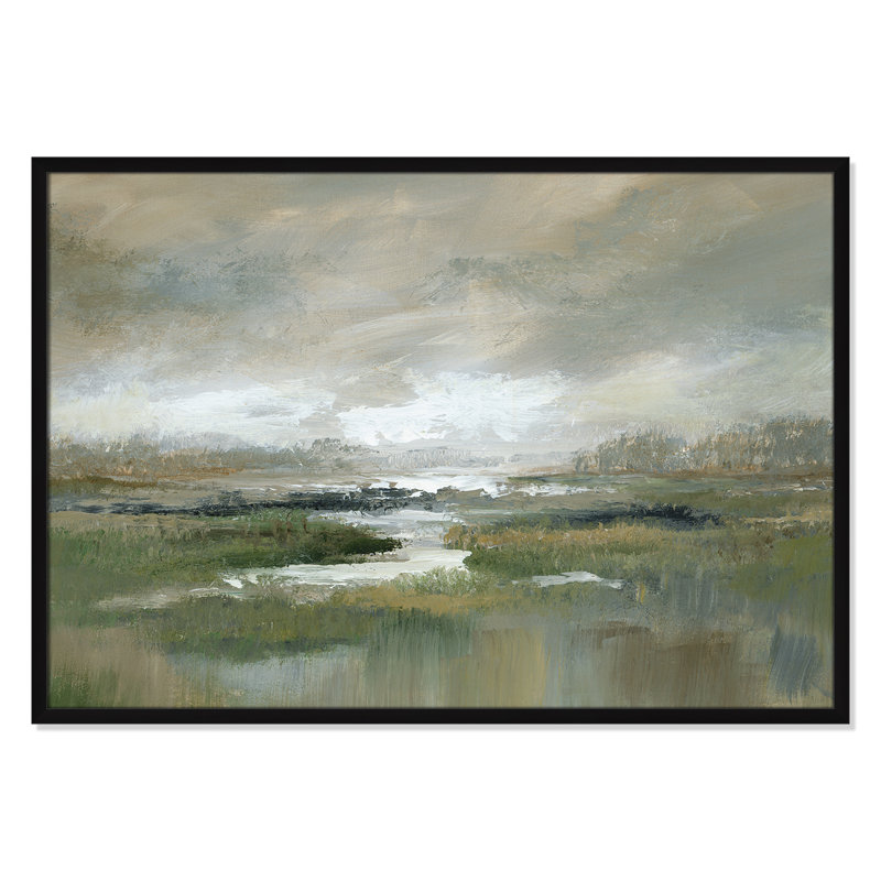 «Misty Inlet» par Nan - reproduction de cadre photo simple, L 41,5 po x H 29,5 po, Cadre noir satiné