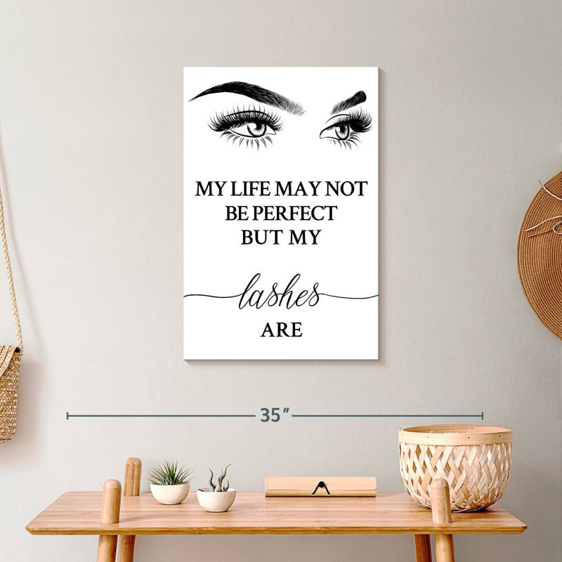" Perfect Lashes Typography " by Enchanté Designs, 24" H x 16" W x 1.25" D
