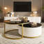 Table basse gigogne élégante à cannelures rondes - finition noire et dorée et fonction à la mode peu encombrante avec tiroir-1284496109-1284496097-1284496096