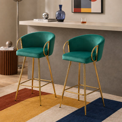Tabouret de comptoir rembourré à hauteur d'assise de 26,79 po avec structure en métal, 2 pièces