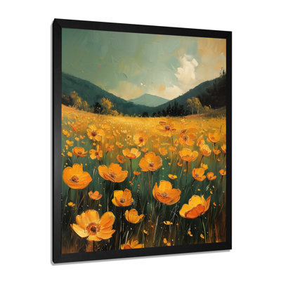 Décoration murale orange bouton d'or noir Meadow Bliss II - boutons d'or