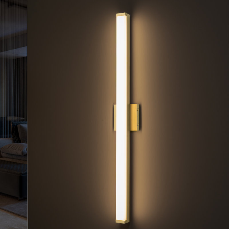 36” Brushed Gold Led Vanity Bar Light Indoor Wall Sconce With Acrylic Shade, Brushed Gold, 24 W, 36" Width 