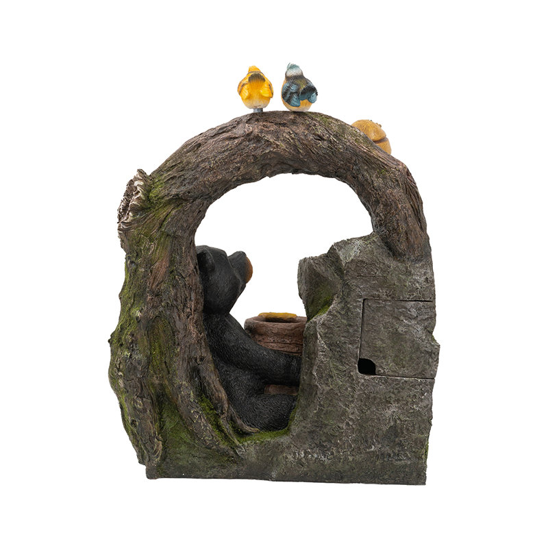 Fontaine rustique en bois polyrésine multicolore 18,5 x 11,8 x 22,6 pouces Woodland Animal