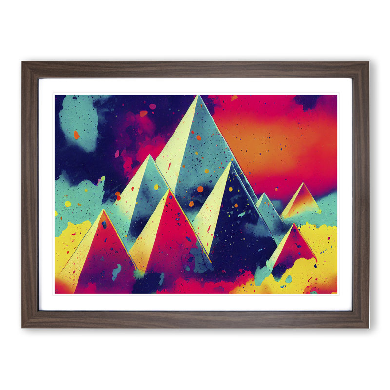 Splashed Pyramids Abstract - Framed Print, Walnut Framed, 25cm H x 34cm W x 2cm D