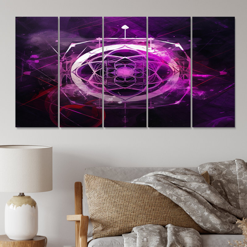 «Three Eye Chakra Mystical Circle IV», reproduction d'art sur toile - 5 panneaux égaux