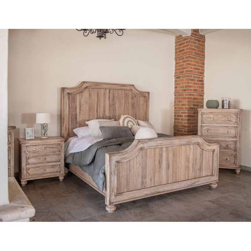 Aruba Natural Solid Wood Standard Bed, Queen