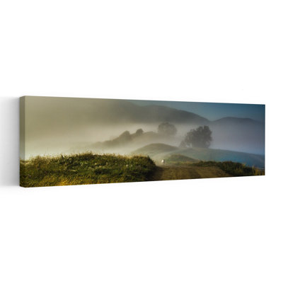 Misty Morning Dog Walk Ethereal Peaceful Serene Dog Landscape Nature Wall Art