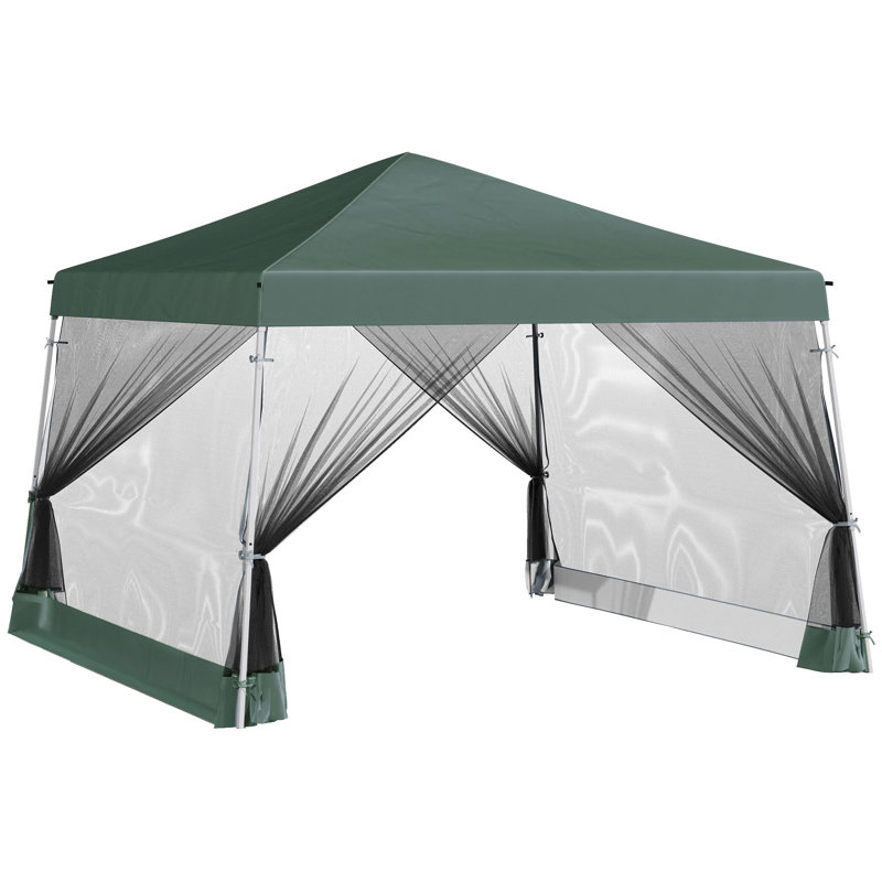 Tente à auvent inclinable avec filet Outsunny, Vert