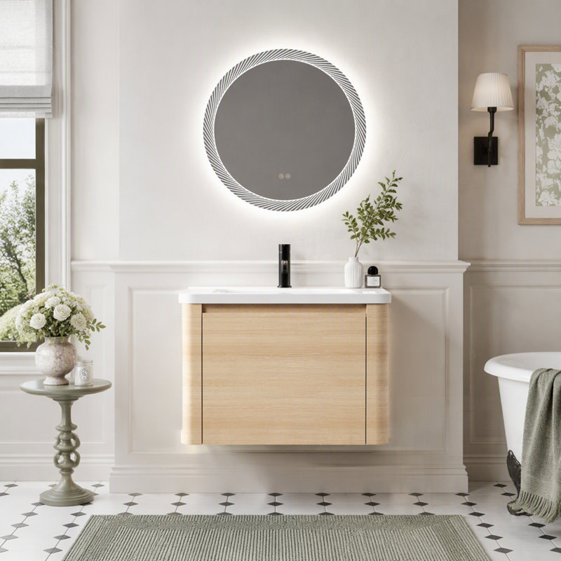Wall Mounted Single Double Single Vanity Bathroom Vanity With Top, 19.9"H*27.9"W*18.7"D