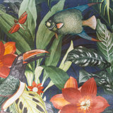 Tropical Collection Palau Floral Fish and Bird Inspired 27.8' L x 27.5" W Wallpaper Roll