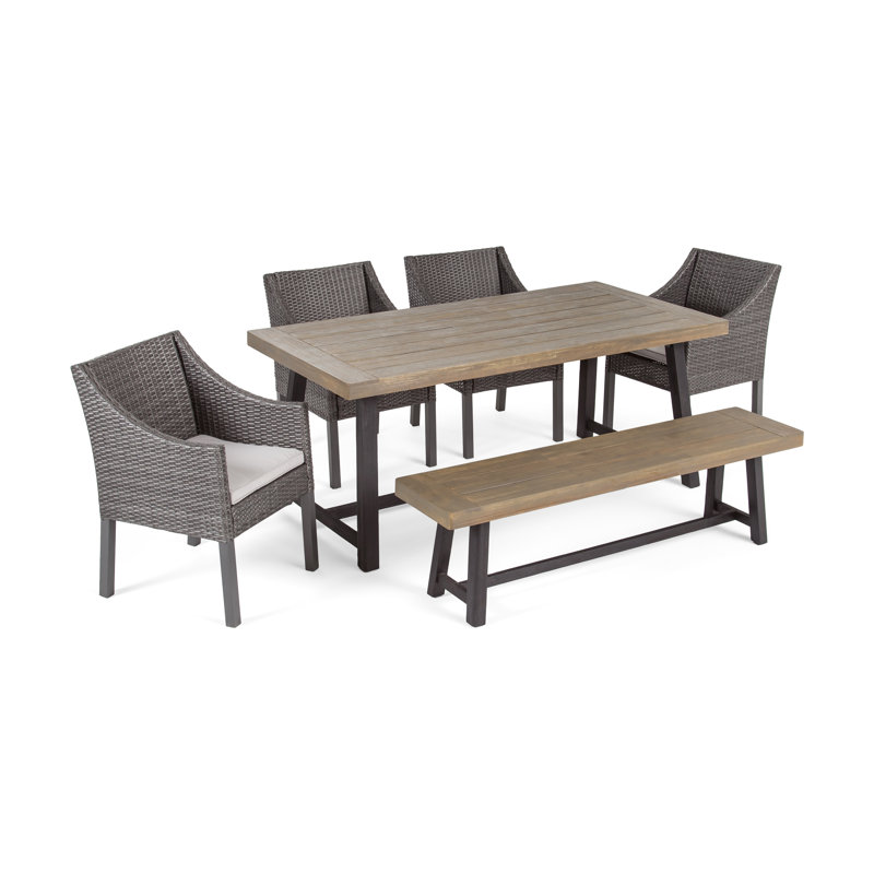 Ensemble repas 6 pièces avec coussins Lovisa, Gris