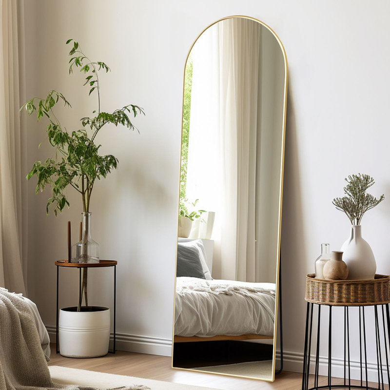 Aluminium Arch Mirror, Gold, 161 cm H x 52 cm W