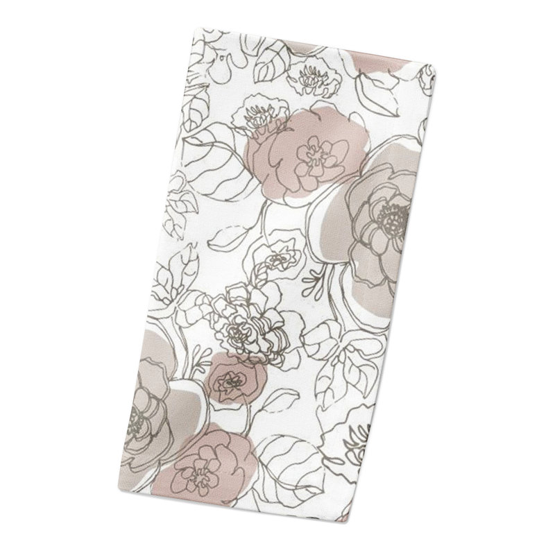 Floral 10" Rectangular Napkin, Cream