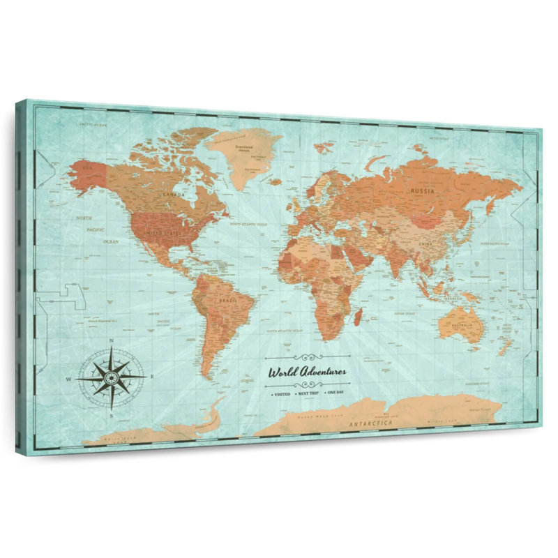 «World Adventures», épingle à épingle, voyage Milstead III, H 32 po x l 48 po