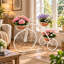 Tricycle Plant Stand with 3 Flower Pot Holders Outdoor Indoor Metal Garden Flower Cart Stand