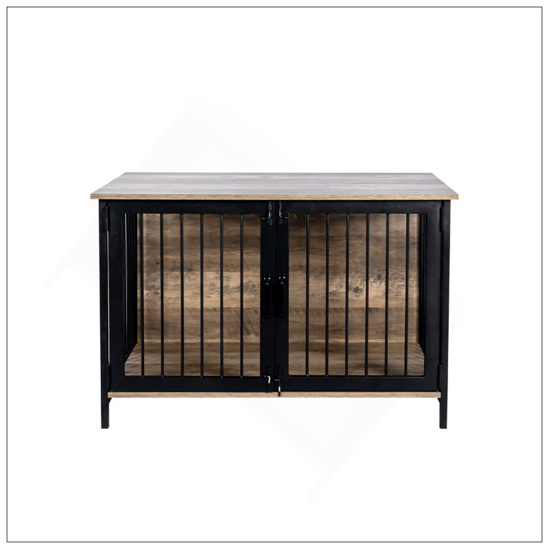 Élégant meuble cage en bois pour chien avec 2 portes, parfait pour les grandes et moyennes races, alliant fonctionnalité et esthétique
