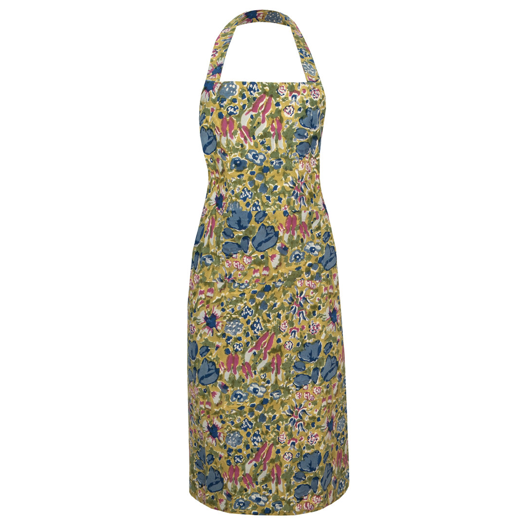Jardine Floral Cotton Bib Apron Red Barrel Studio® 