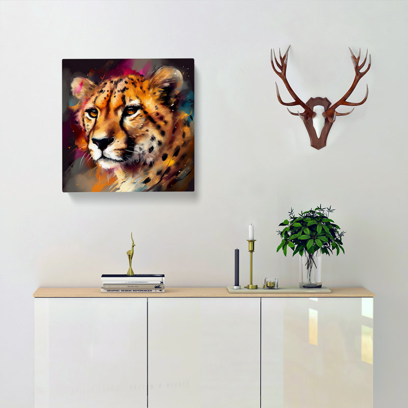 Cheetah Abstract Art - No Frame Print, 35cm H x 35cm W x 3cm D