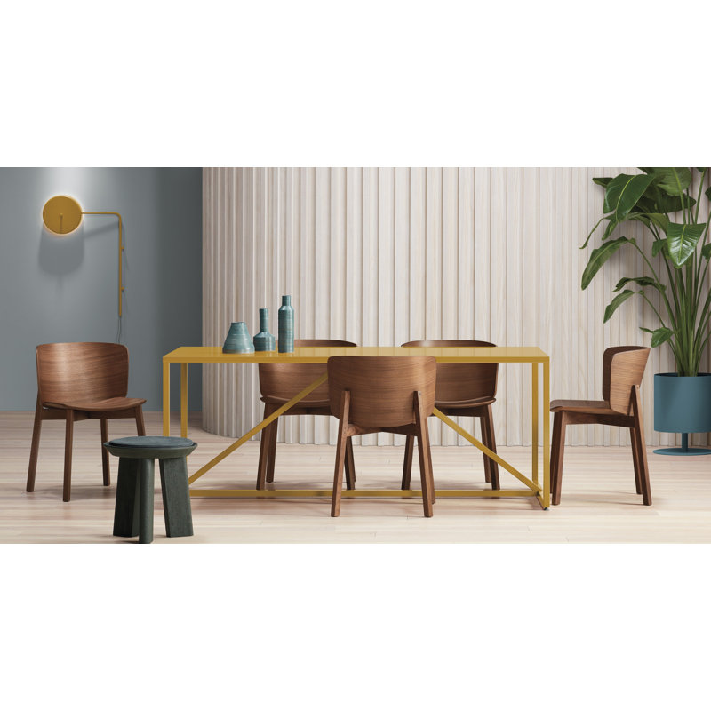 Strut Walnut Wood Dining Table, 35" W x 75" L, Bar (40" Height), White