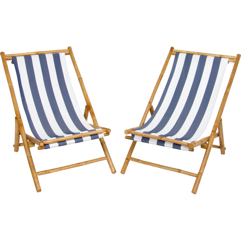 Chaise longue pliante Sheree, Rayures bleues