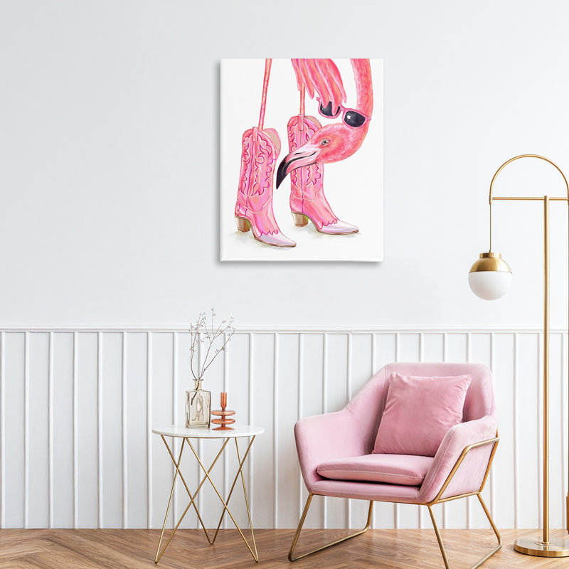 Toile de flamant rose glamour, design par Ziwei Li, H 20 po x l 16 po